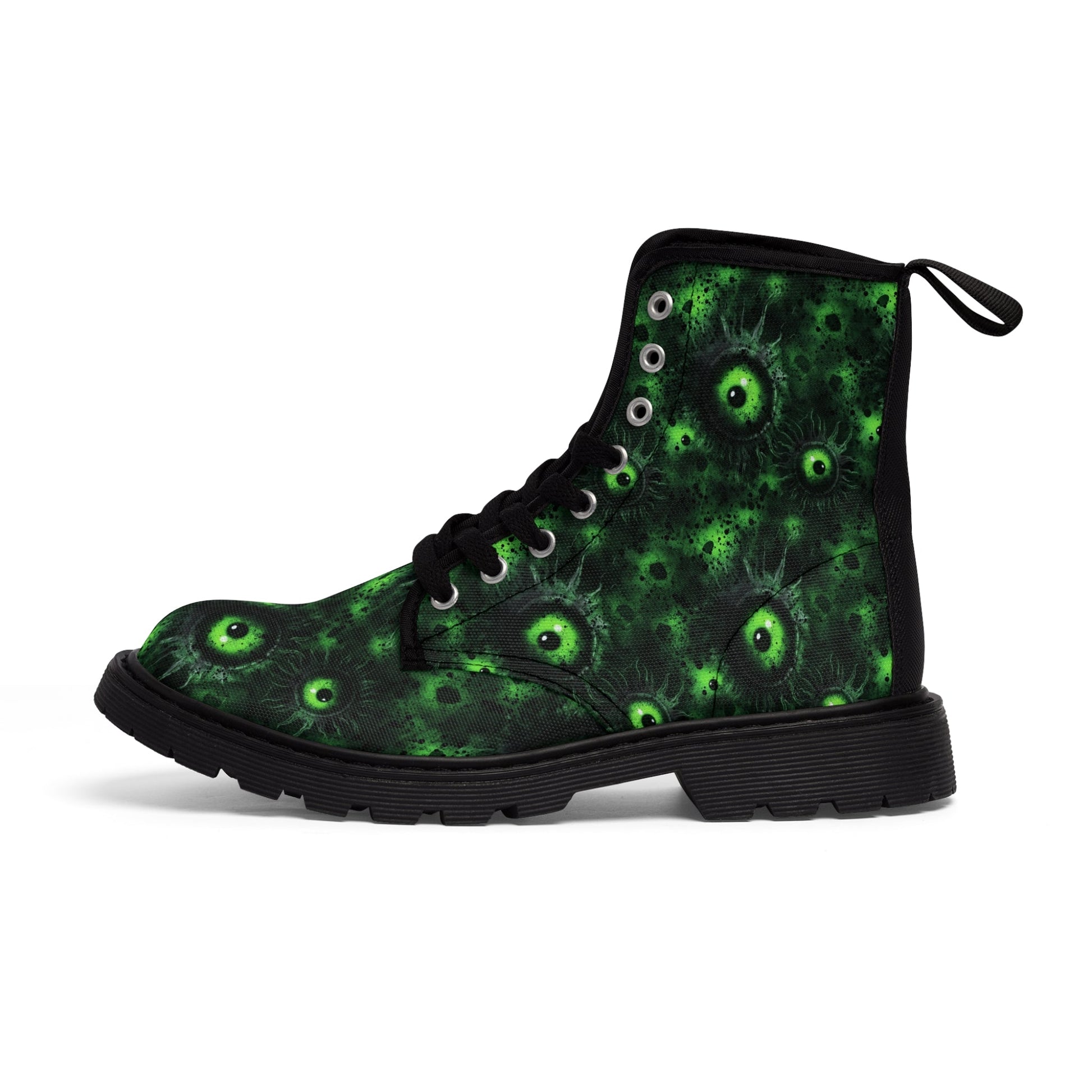 Canvas Boots Greeny Lurking Eyes - Frogos Design