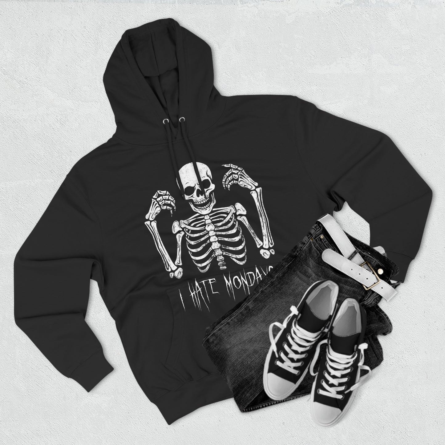 Unisex Pullover Hoodie Skeleton hates Mondays - Frogos Design