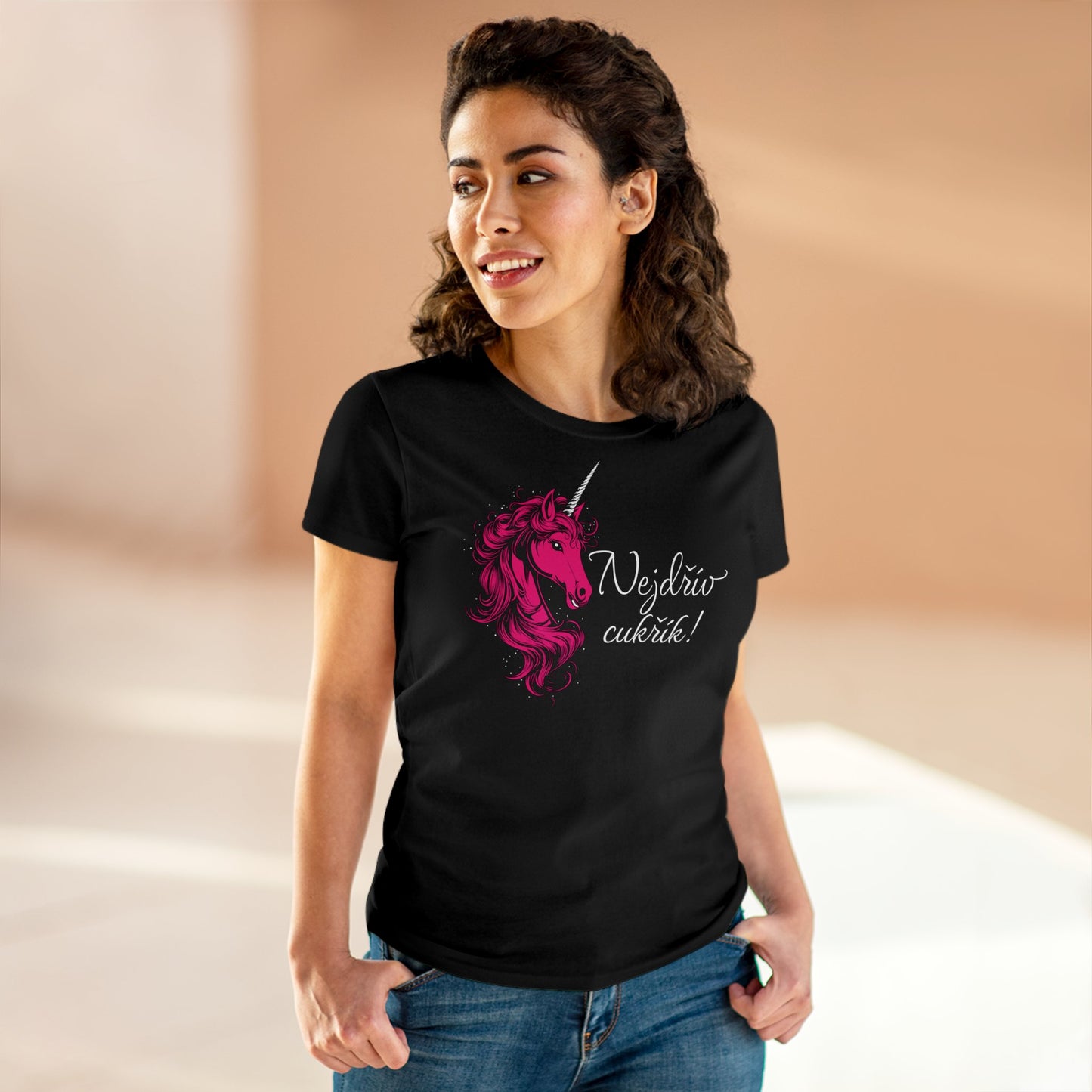 Women's T-shirt Unicorn - First candy in hot pink CZ Edition