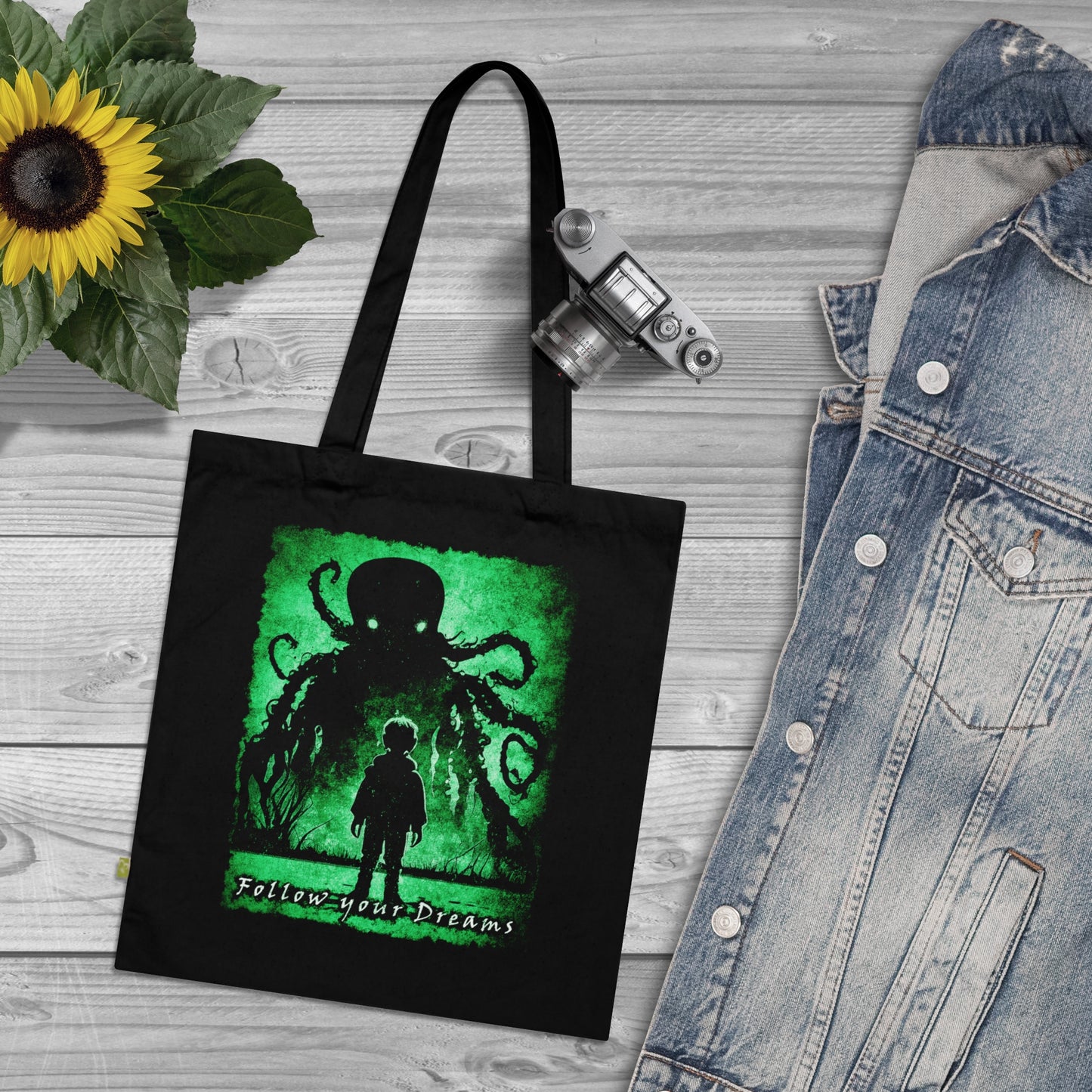 Tote Bag Follow your Dreams in Green - Frogos Design