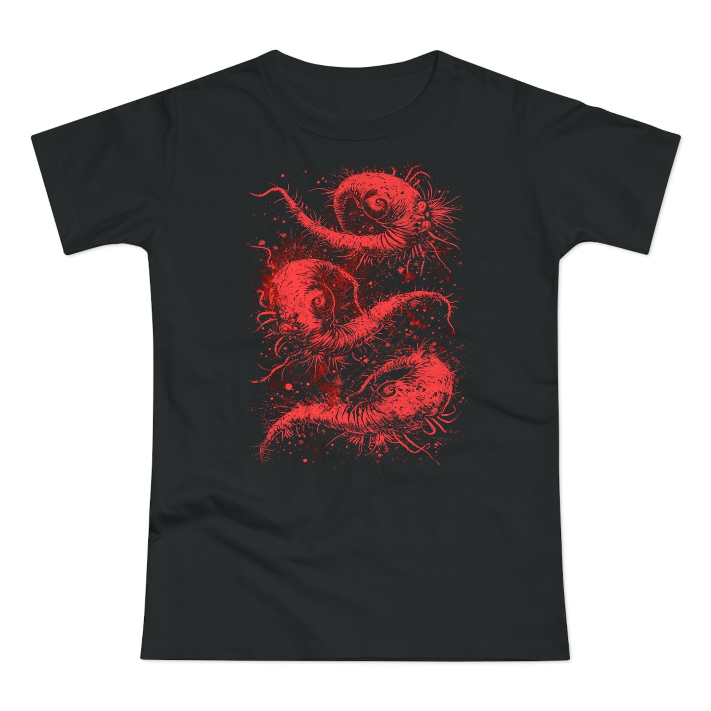 Women's T-shirt Cosmic Worms in Red