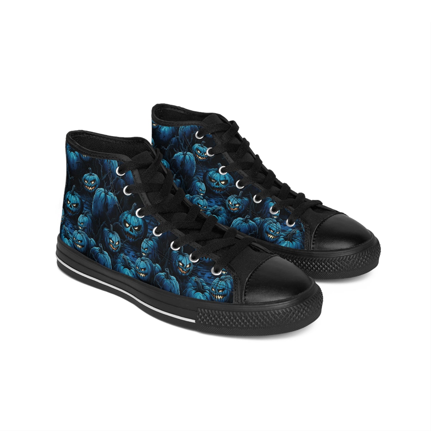 Classic Sneakers Spooky Blue Halloween Pumpkins - Frogos Design