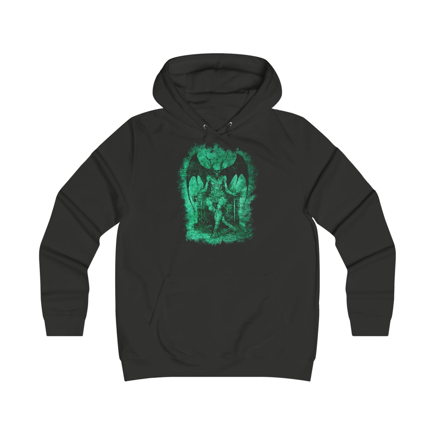 Girlie Hoodie Devil on his Throne in Green