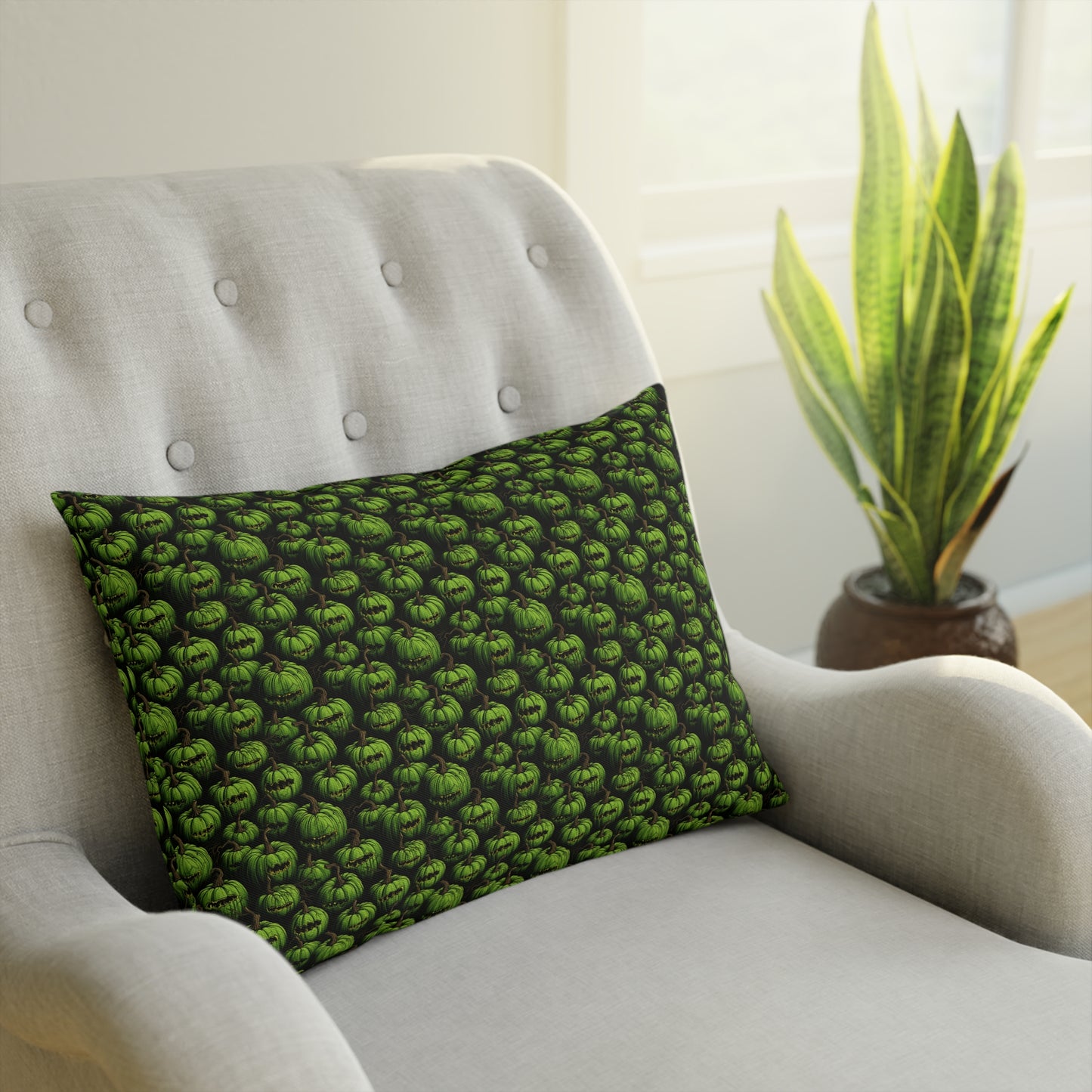 Cushions Spooky Green Halloween Blind Pumpkins - Frogos Design