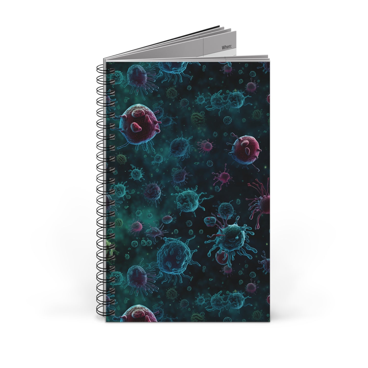 Spiral Notebook Blue Bacteria - Frogos Design