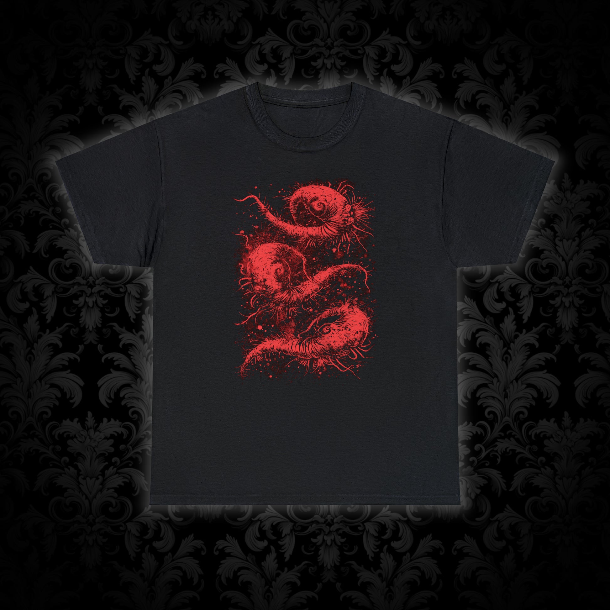 Unisex T-shirt Cosmic Worms in Red - Frogos Design