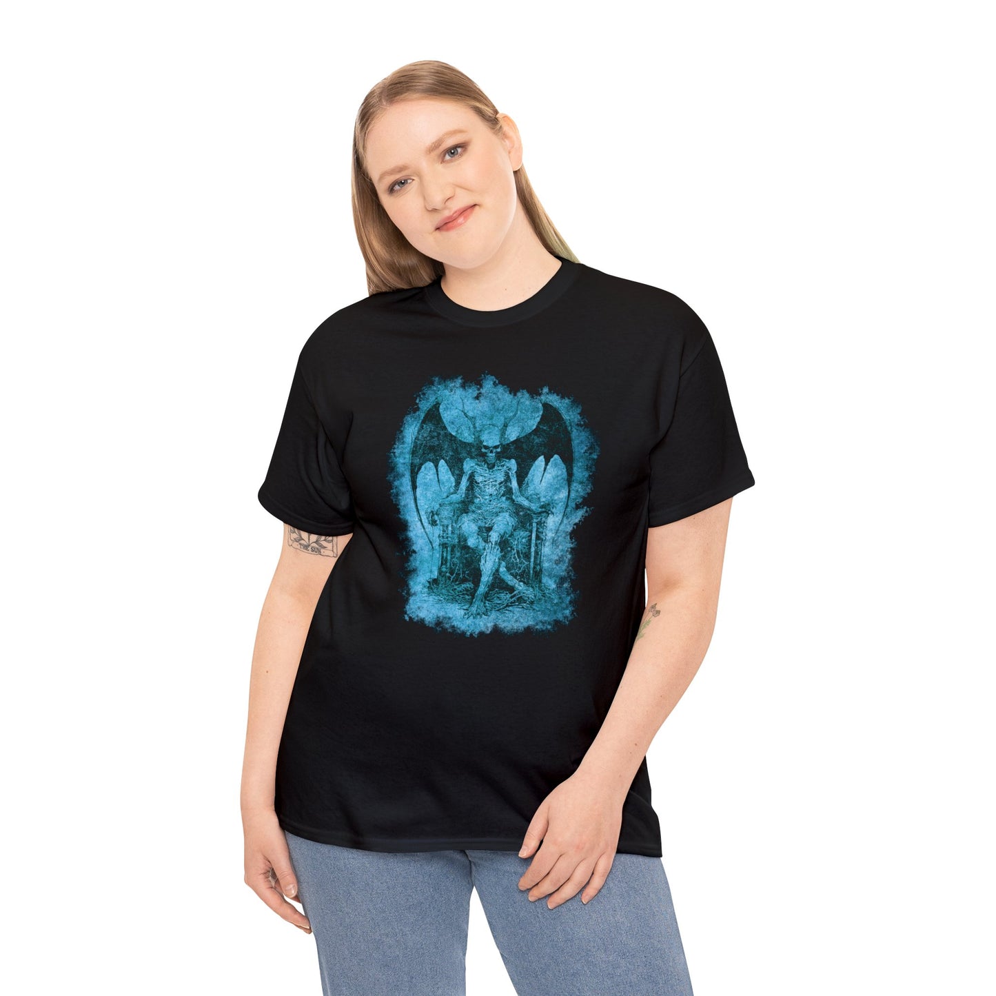 Unisex T-shirt Devil on his Throne in Blue - Frogos Design