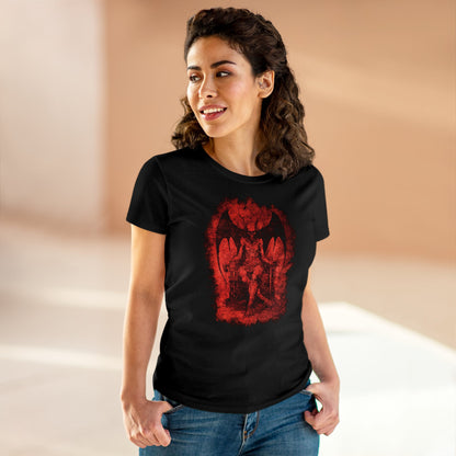 Women's T-shirt Devil on his Throne in Red - Frogos Design