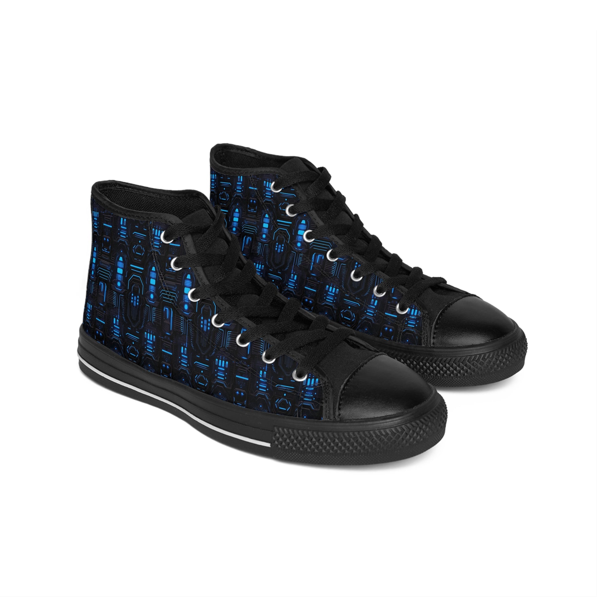 Classic Sneakers Dark Alien Structures in Blue - Frogos Design