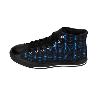 Classic Sneakers Dark Alien Structures in Blue - Frogos Design