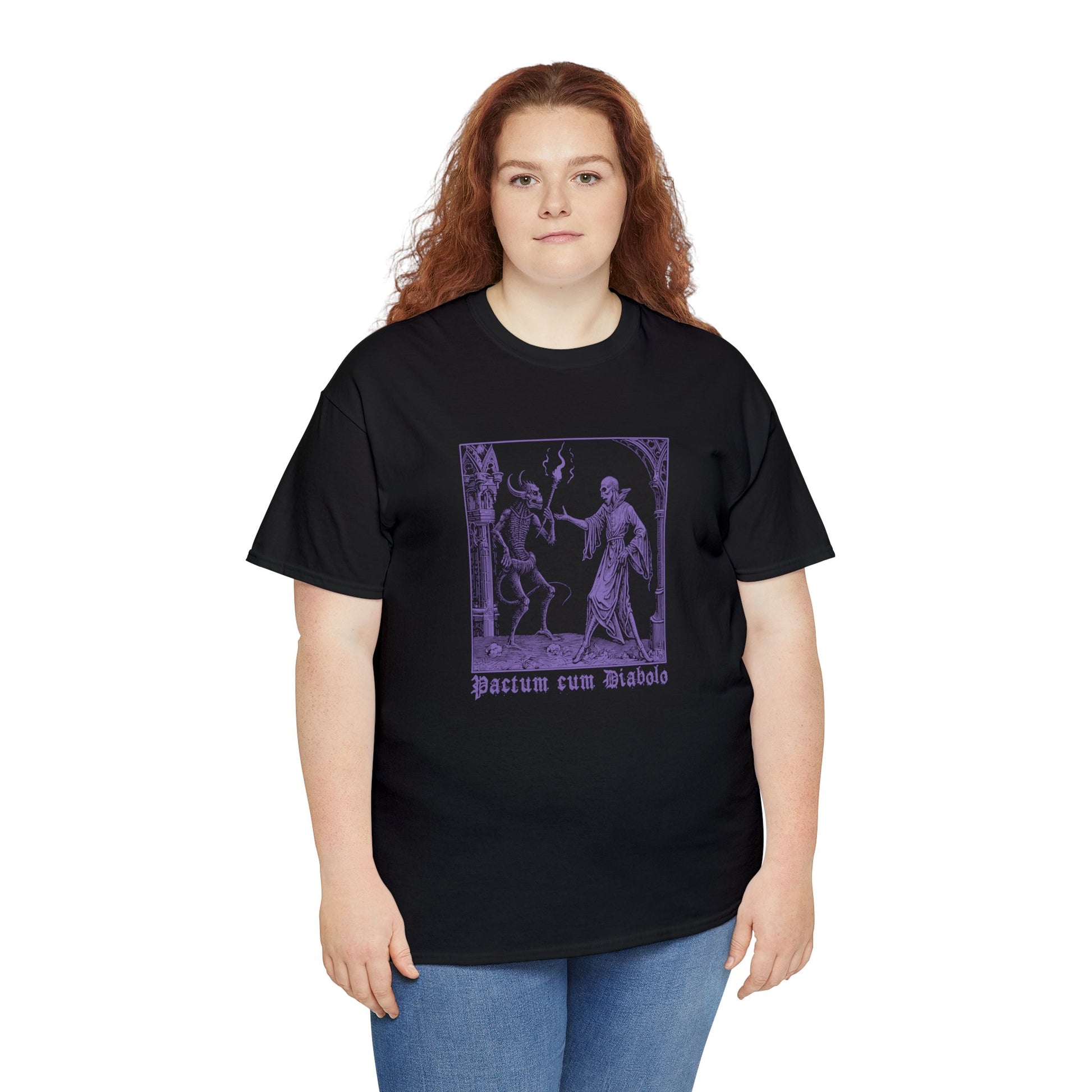 Unisex T-shirt Pactum cum Diabolo in Purple - Frogos Design