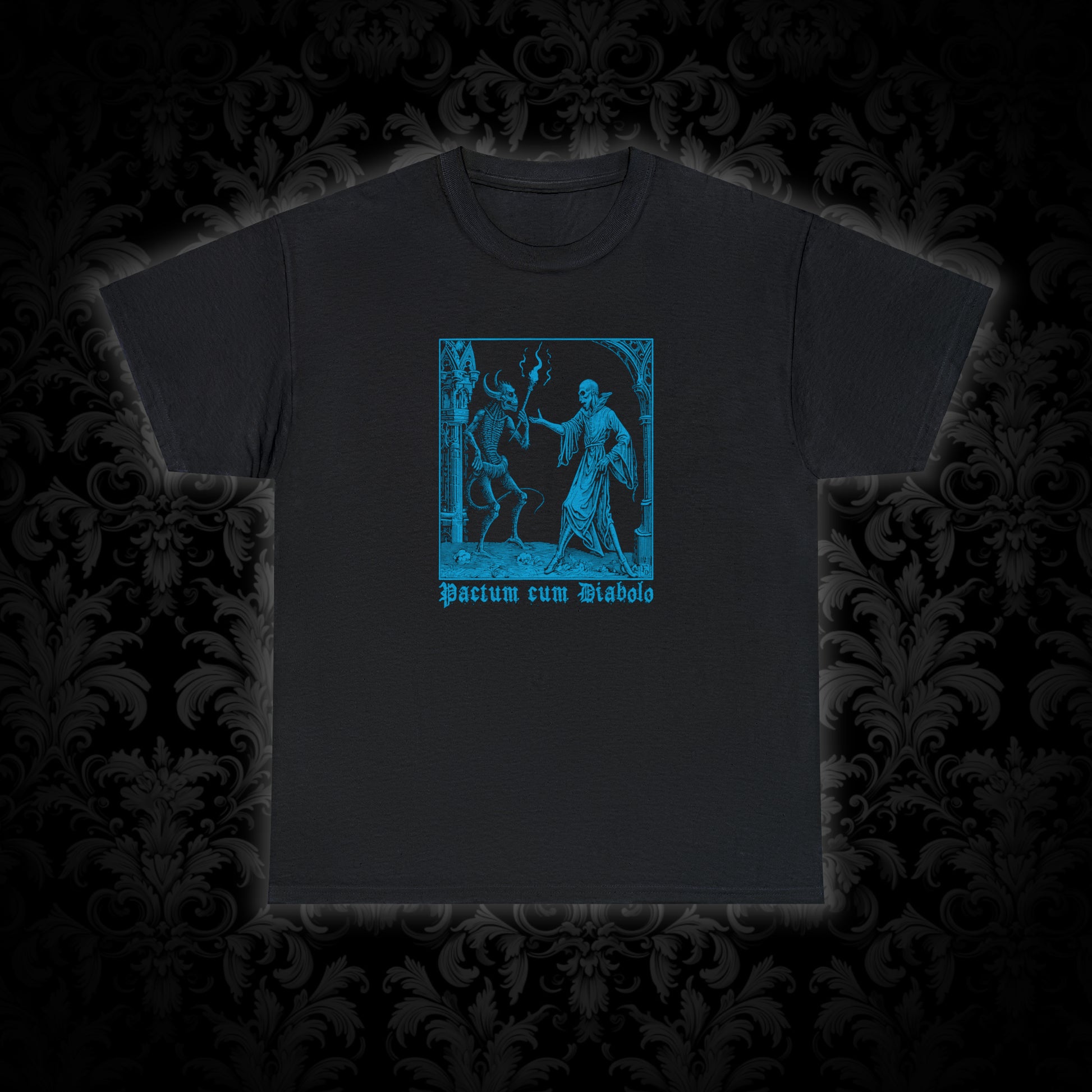 Unisex T-shirt Pactum cum Diabolo in Blue - Frogos Design