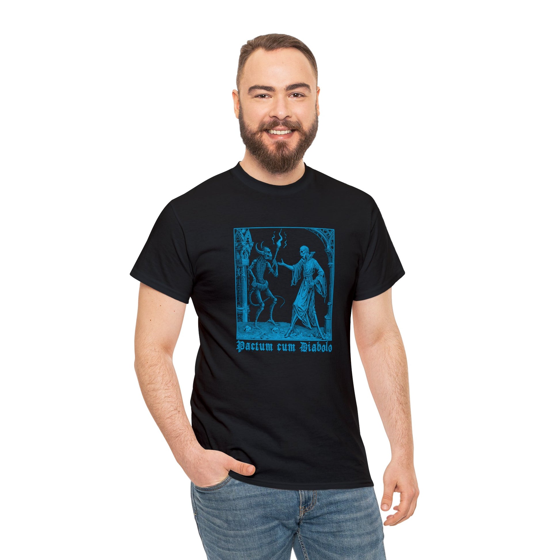 Unisex T-shirt Pactum cum Diabolo in Blue - Frogos Design