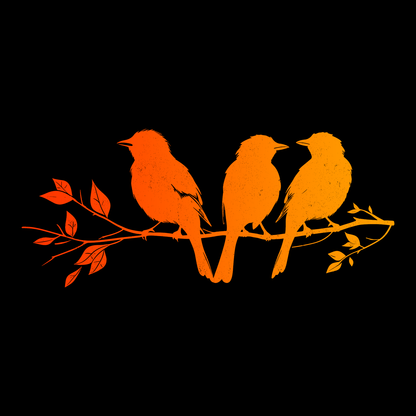 Unisex T-shirt Birds on a Branch in Orange