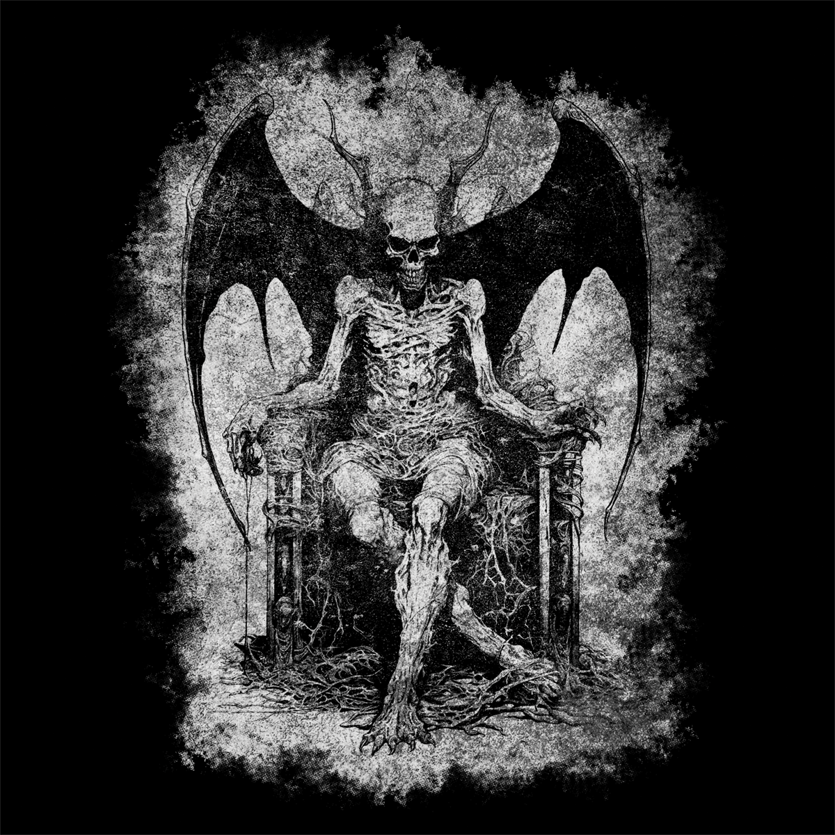 Unisex T-shirt Devil on his Throne in Grey