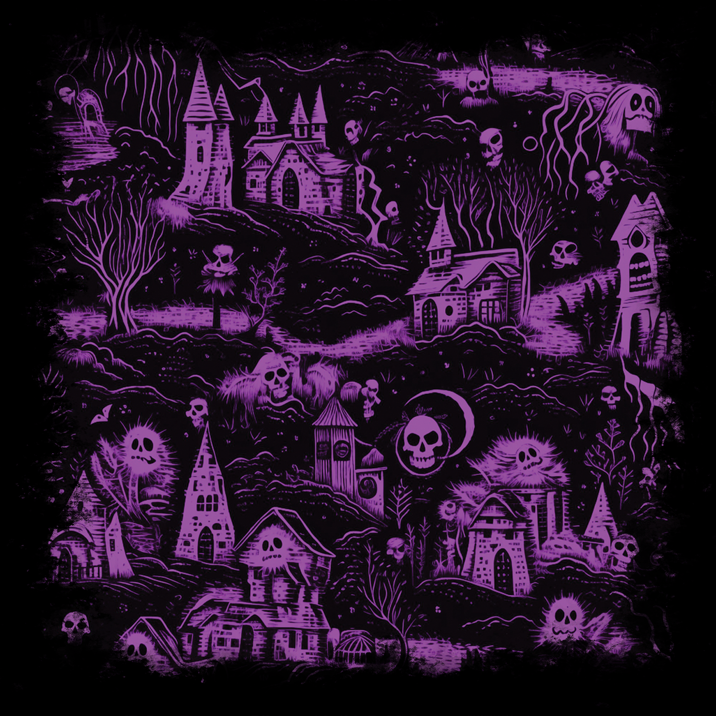 Cushions Spooky Graveyard in Purple