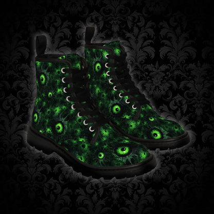 Canvas Boots Greeny Lurking Eyes - Frogos Design