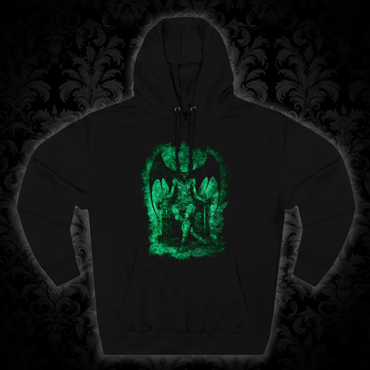 Unisex Pullover Hoodie Devil on his Throne - Green - Frogos Design