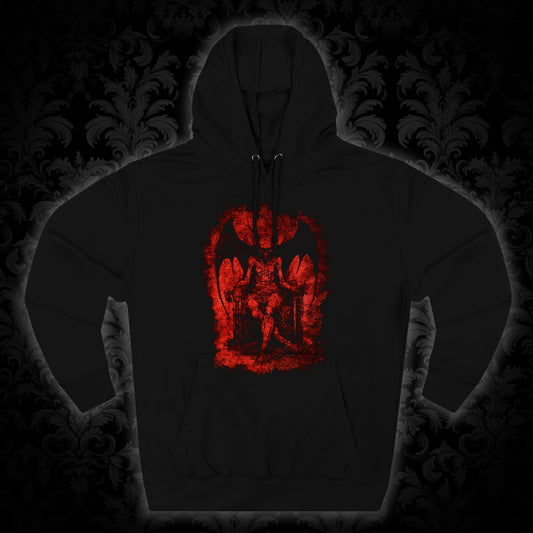 Unisex Pullover Hoodie Devil on his Throne - Red - Frogos Design