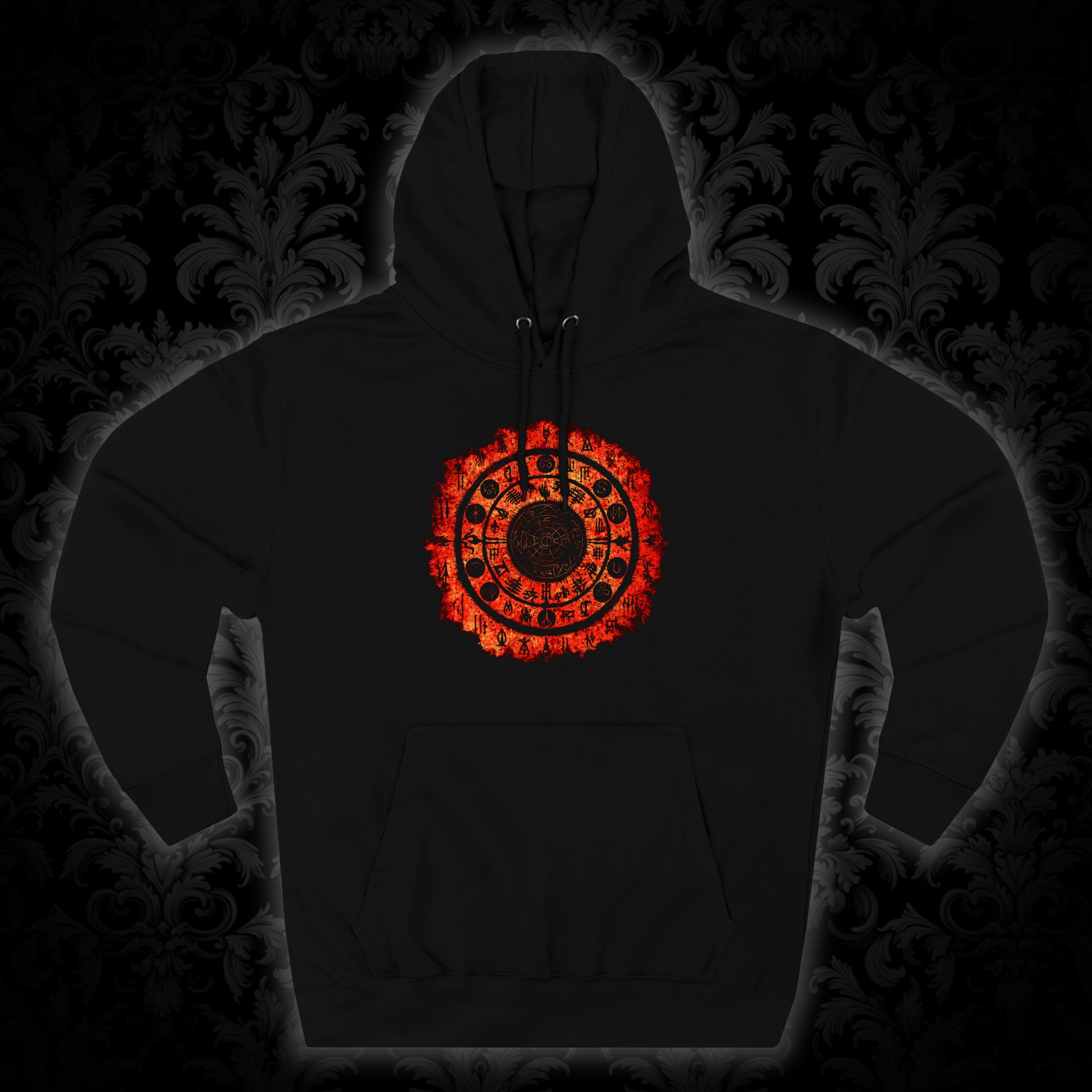 Unisex Pullover Hoodie Witchcraft seal - Orange - Frogos Design