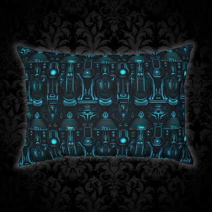 Cushions Dark Alien Structures in Blue - Frogos Design