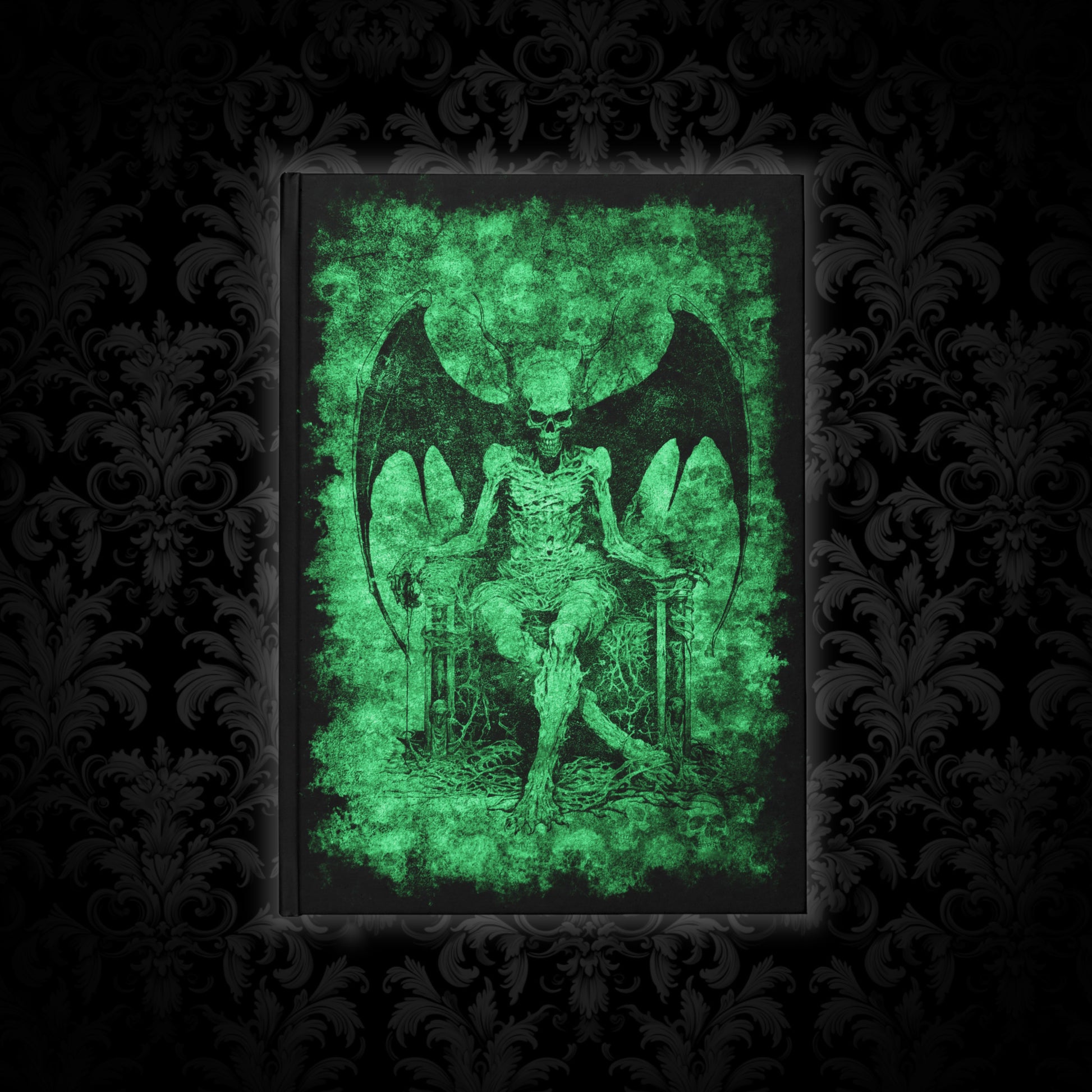 Hardcover Journal A5 Devil on his Throne in Green - Frogos Design