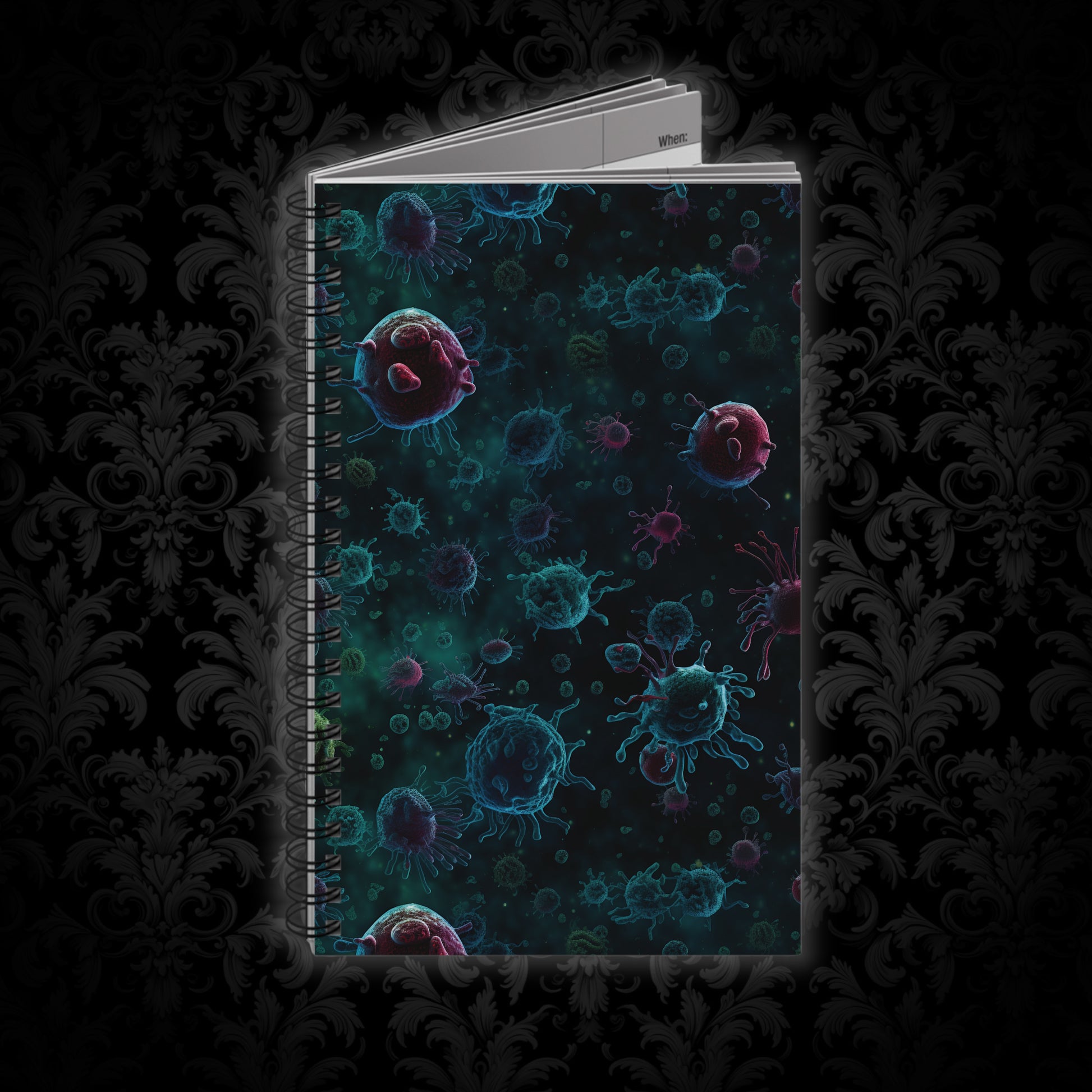 Spiral Notebook Blue Bacteria - Frogos Design