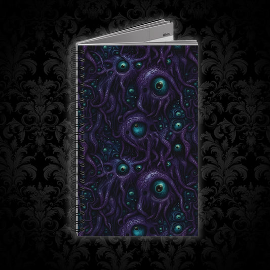 Spiral Notebook Purple Tentacloid Eyes - Frogos Design