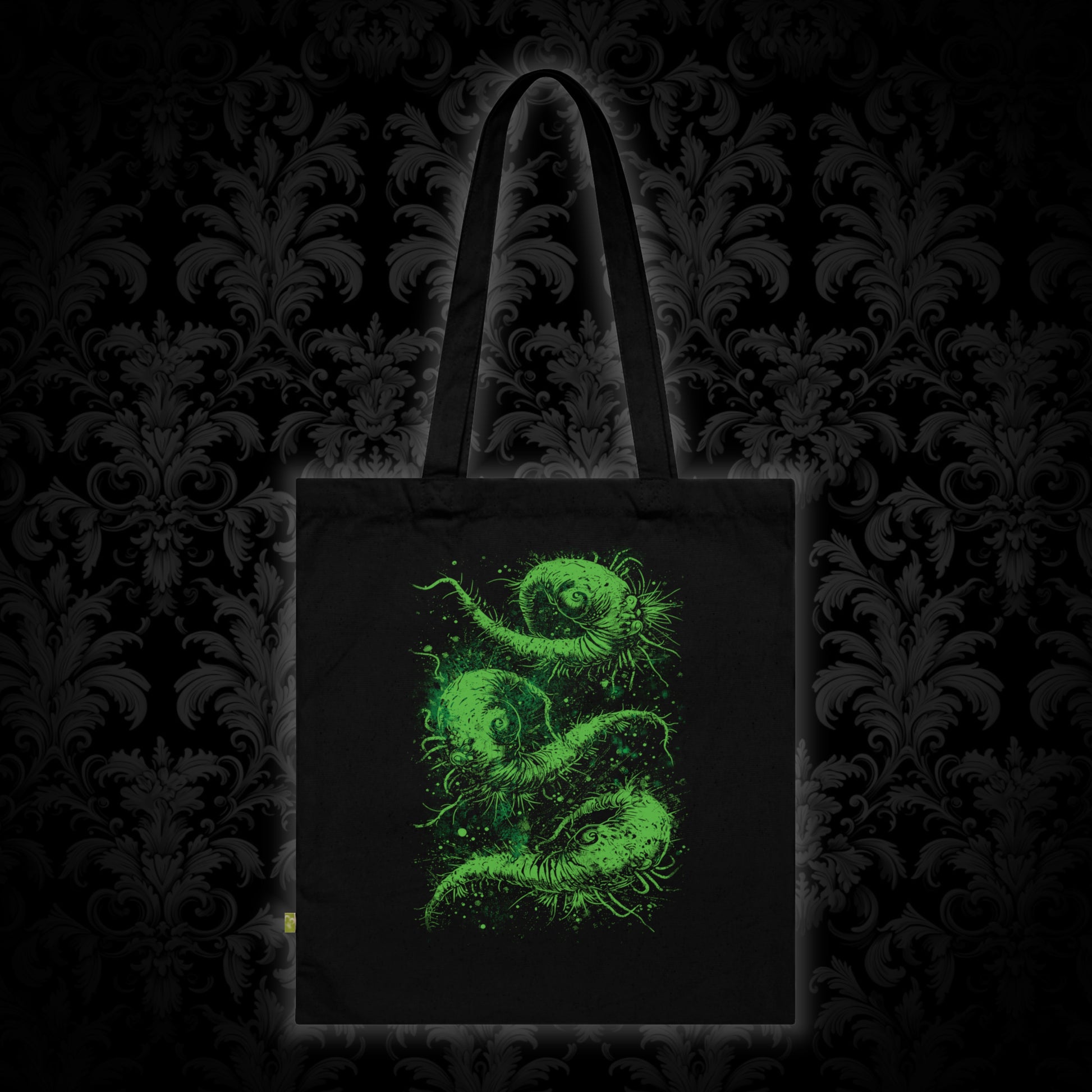 Tote Bag Cosmic Worms in Green - Frogos Design