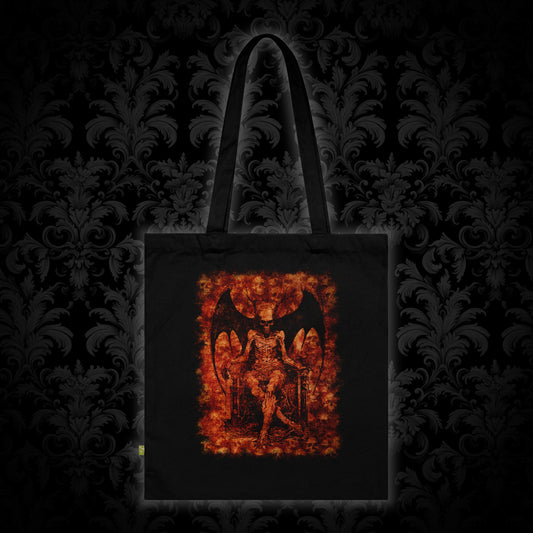 Tote Bag Devil on his Throne in Orange - Frogos Design