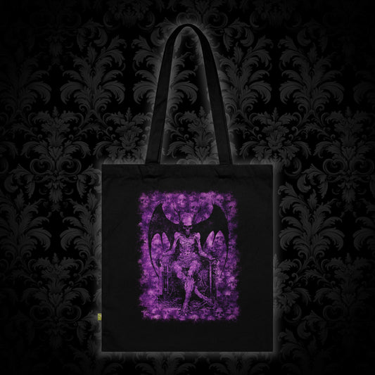 Tote Bag Devil on his Throne in Purple - Frogos Design