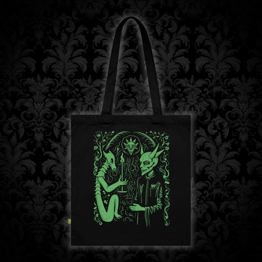 Tote Bag Pact with the Devil in Green - Frogos Design