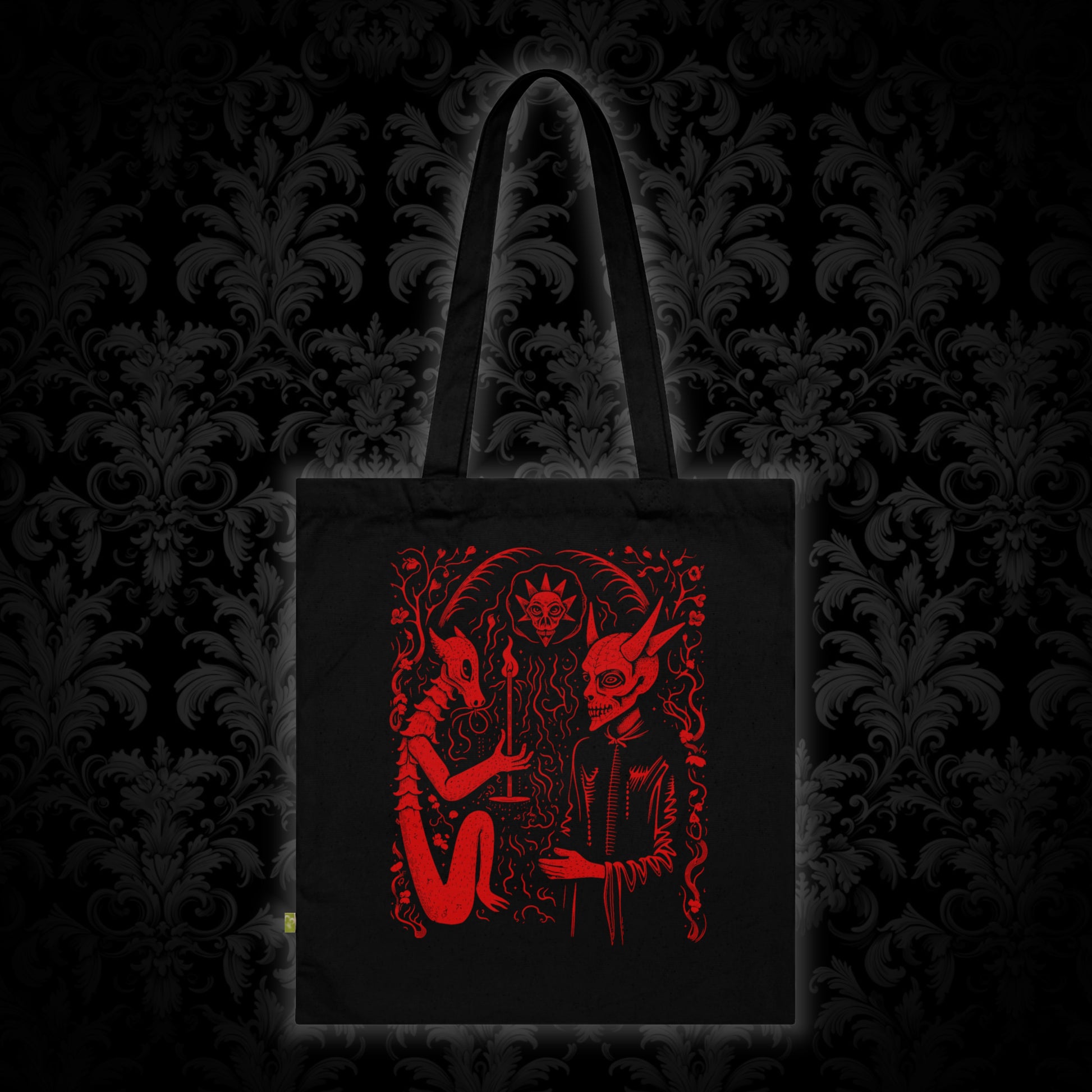 Tote Bag Pact with the Devil in Red - Frogos Design