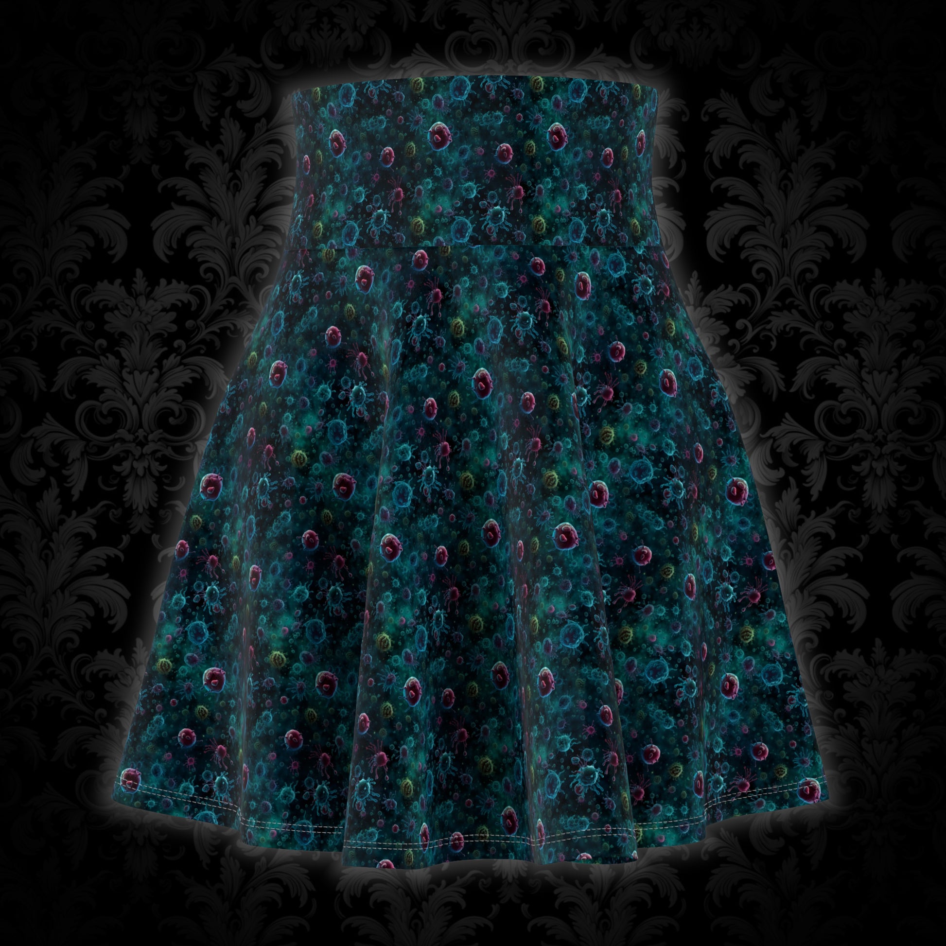 Women's Skater Skirt Blue Bacteria - Frogos Design