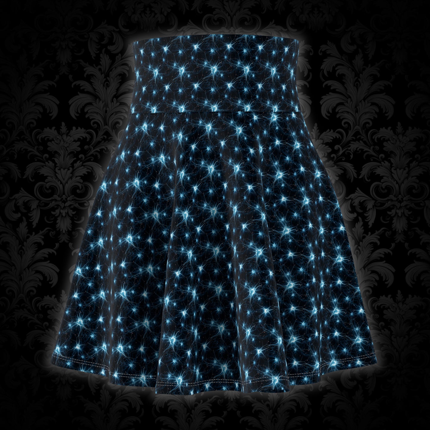 Women's Skater Skirt Blue Neurons - Frogos Design