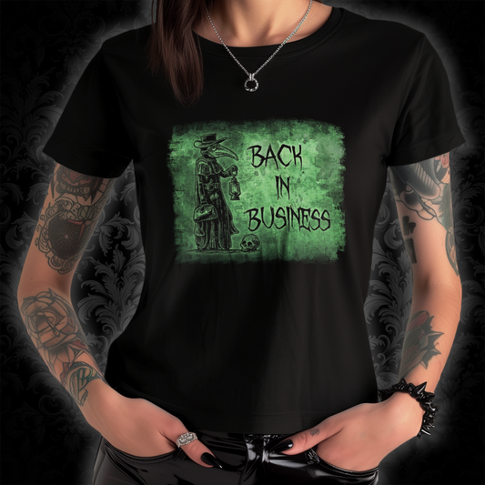 Women's T-shirt Back in Business in Green