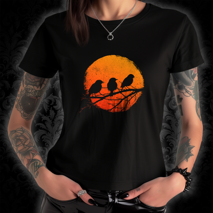 Women's T-shirt Birds in the Sun in Orange