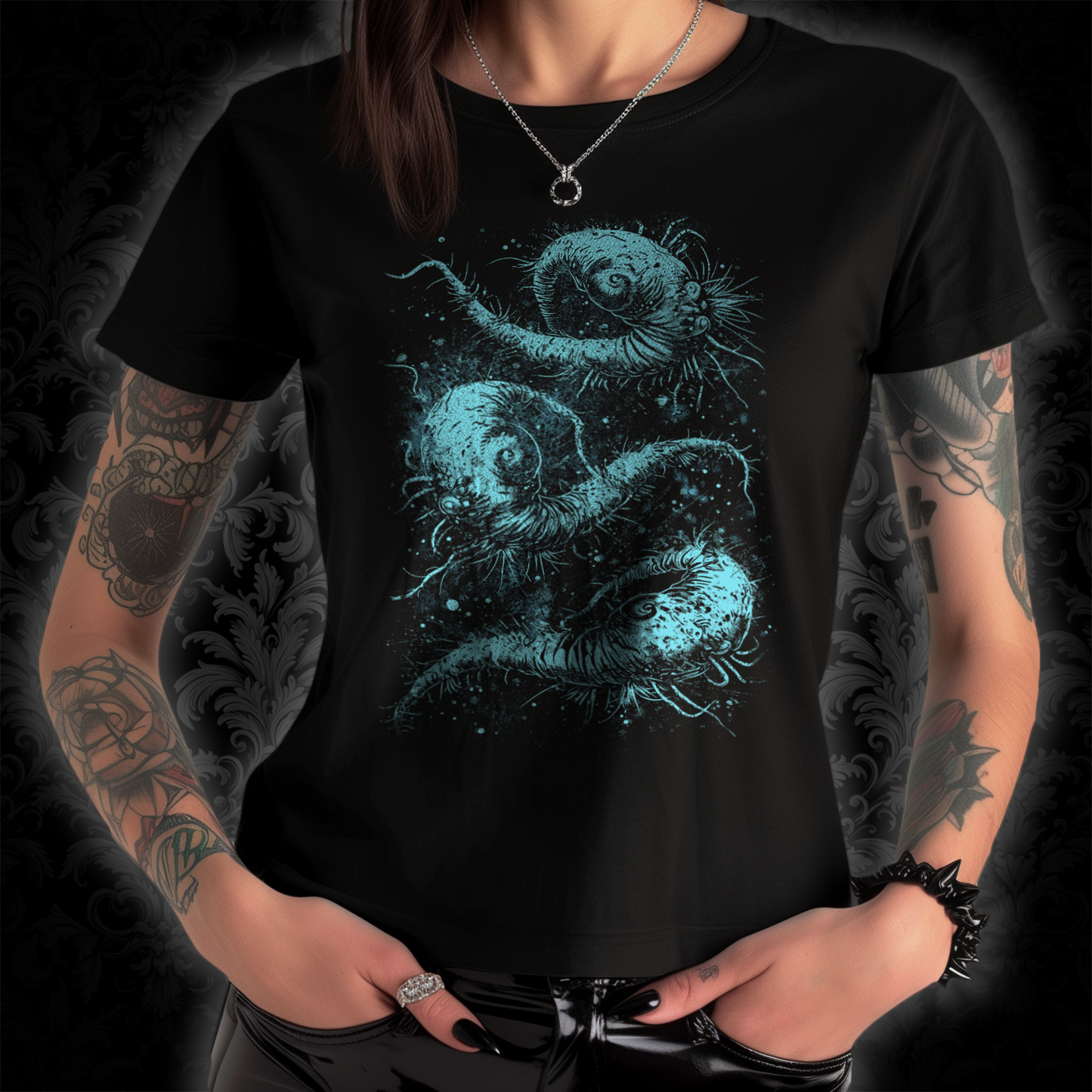 Women's T-shirt Cosmic Worms in Blue