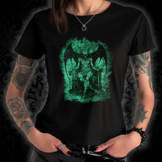 Women's T-shirt Devil on his Throne in Green