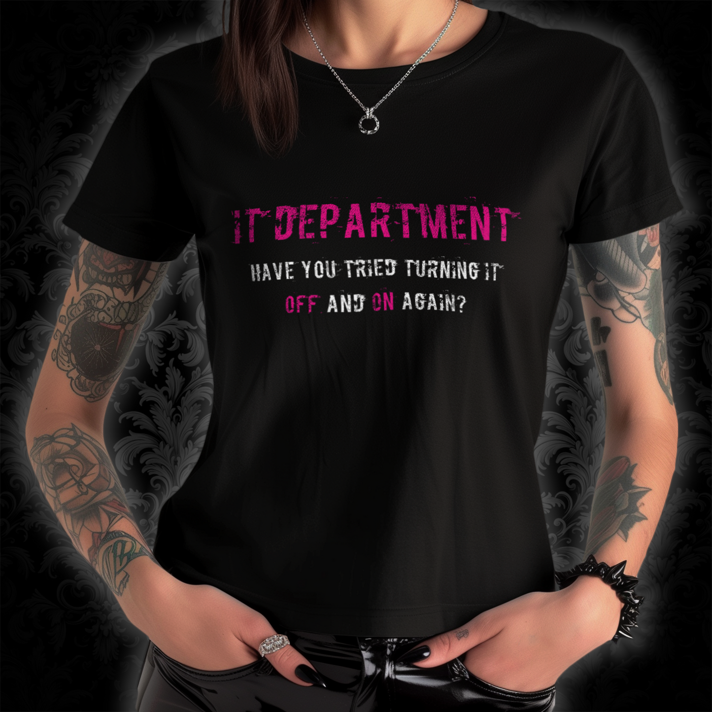 Women's T-shirt IT Support in Pink